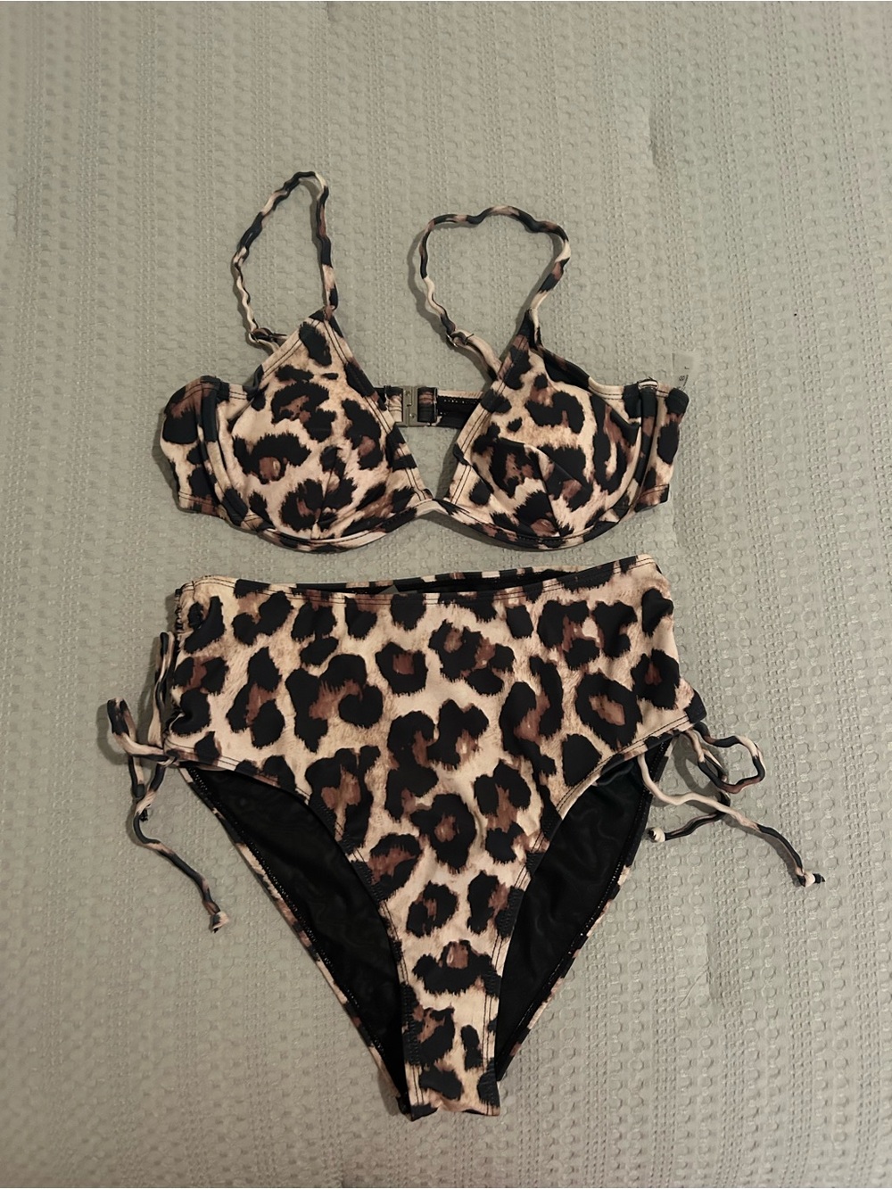 Leopard Print High-Waist Bikini Set - Beige/Brown never been worn. No tags